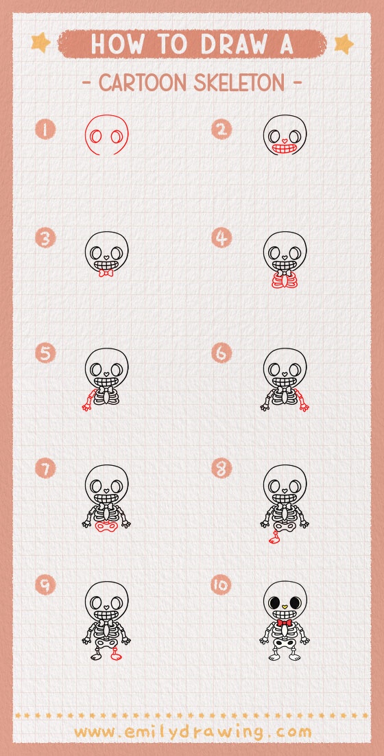how to draw a cartoon skeleton pinterest pin